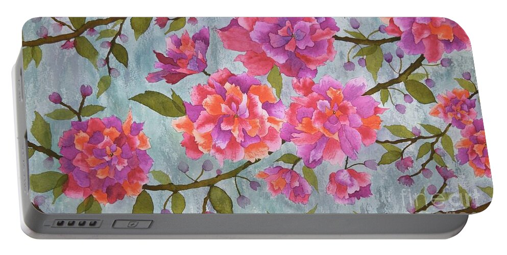 Barrieloustark Portable Battery Charger featuring the painting No.7 Cherry Blossoms by Barrie Stark