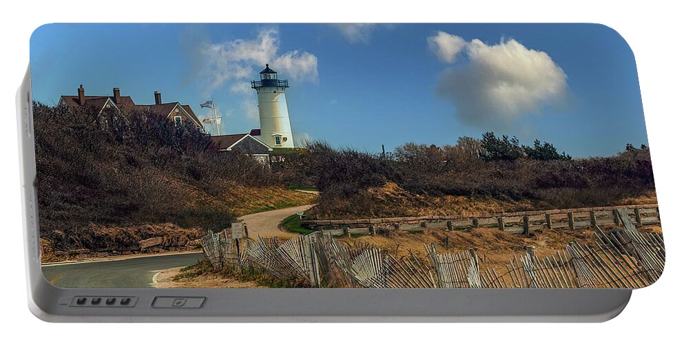 Lighthouse Portable Battery Charger featuring the photograph Nobska Lighthouse by Cathy Kovarik