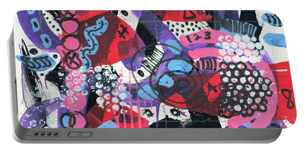 Small Abstract Portable Battery Charger featuring the painting Nod to Chagall by Jean Clarke