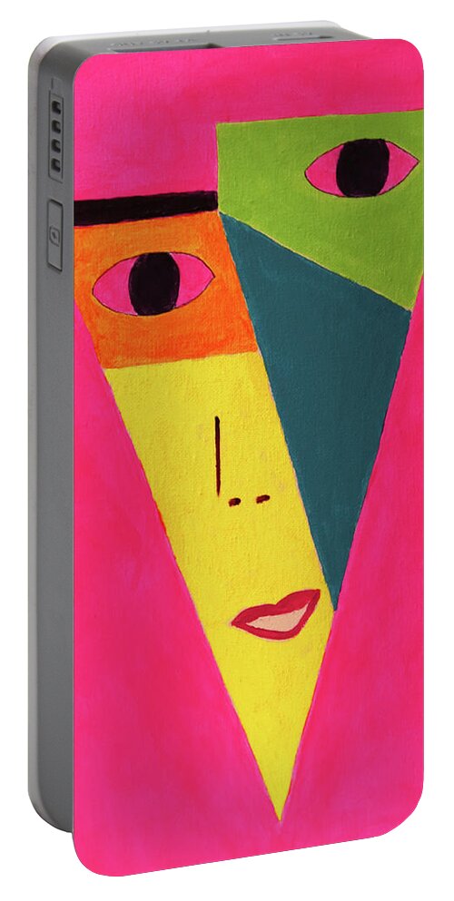Shapes Portable Battery Charger featuring the painting Non Binary by Deborah Boyd