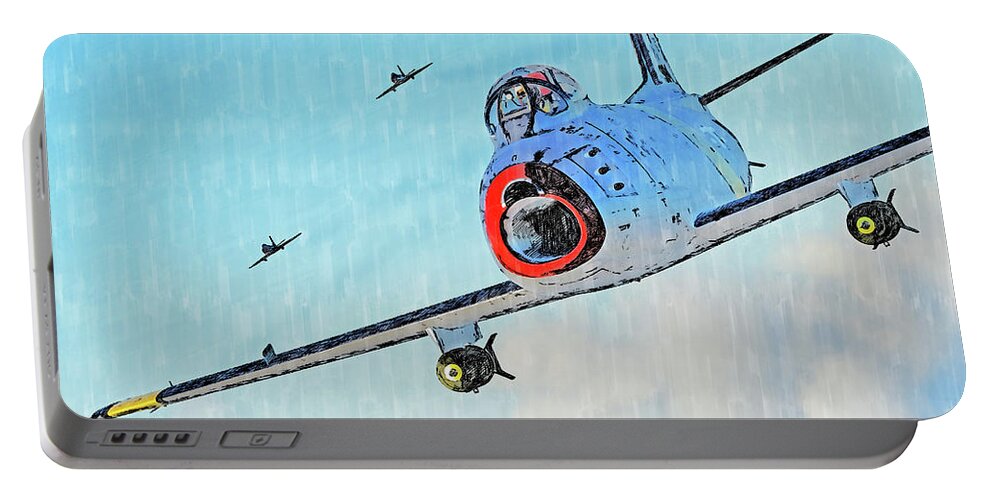 F86 Portable Battery Charger featuring the painting North American F-86 Sabre - 05 by AM FineArtPrints