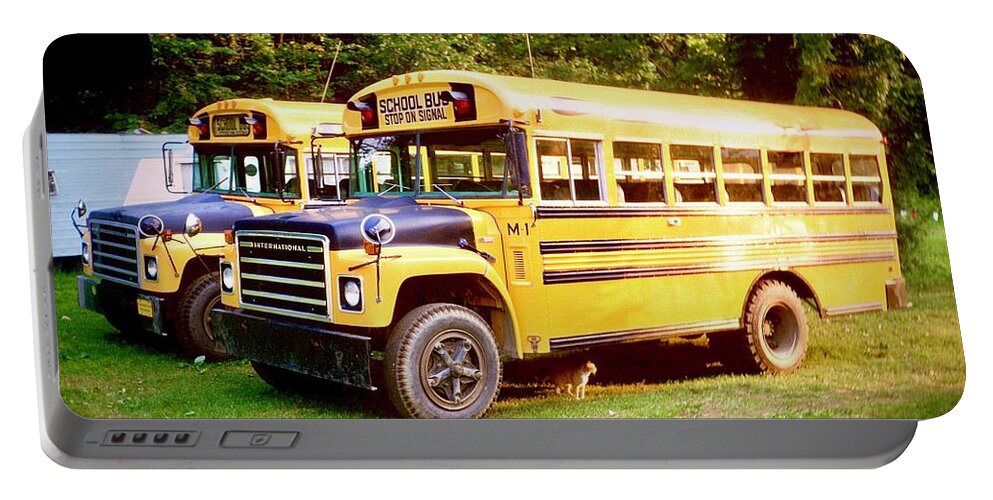  Portable Battery Charger featuring the photograph North American School Buses 1984 by Gordon James