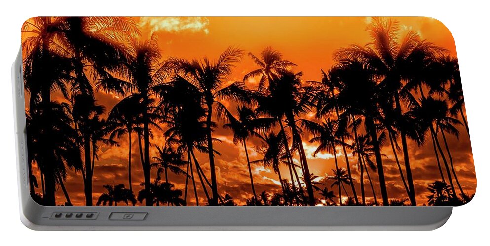 North Shore Fire Palms Portable Battery Charger featuring the photograph North Shore Fire Palms by Leonardo Dale