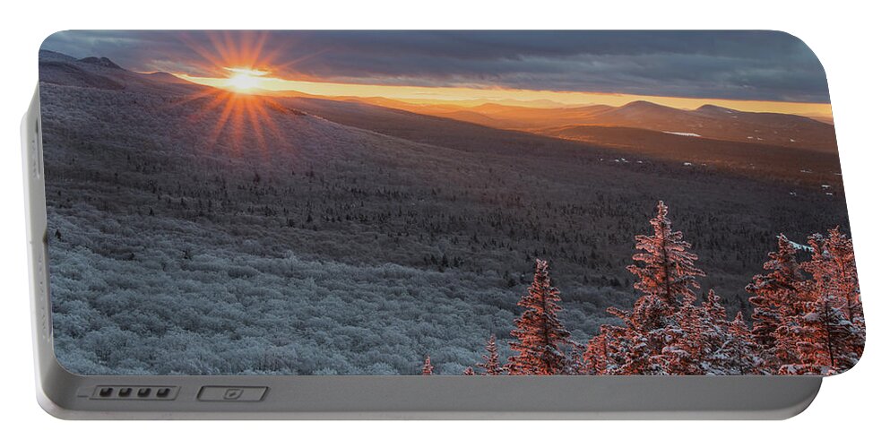Sugarloaf Portable Battery Charger featuring the photograph North Sugarloaf Winter Sunset by White Mountain Images