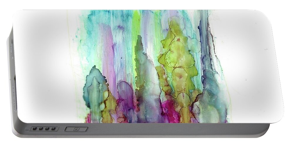 Landscape Portable Battery Charger featuring the painting Northern Lights by Katy Bishop