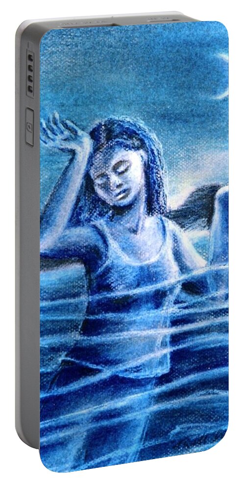 Waving Portable Battery Charger featuring the painting Not Waving but Drowning by Trudi Doyle