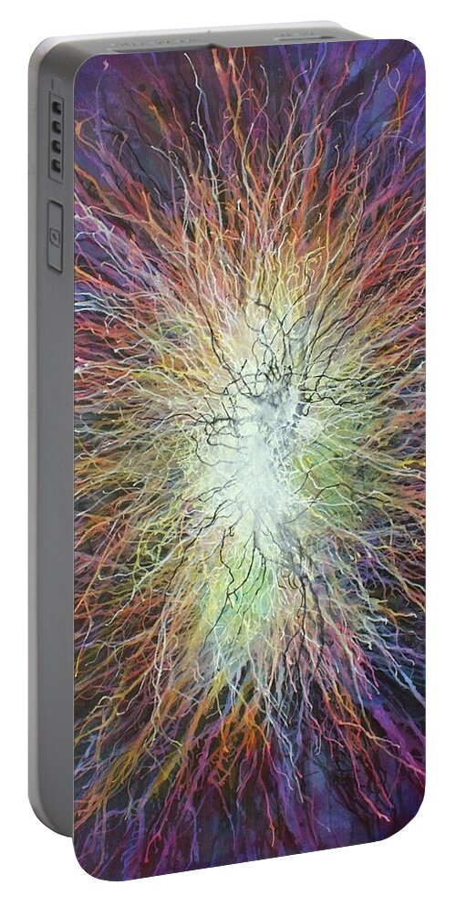 Abstract Portable Battery Charger featuring the painting Nova by Michael Lang