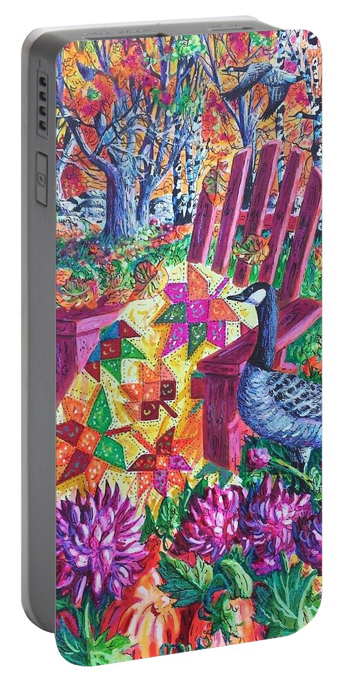 Autumn Portable Battery Charger featuring the painting November Quilt by Diane Phalen