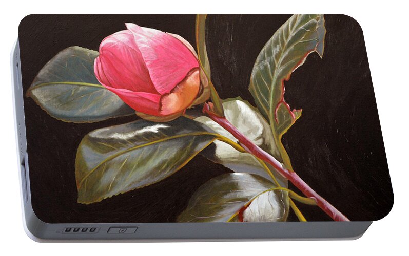 Rose Portable Battery Charger featuring the painting November Rose by Thu Nguyen