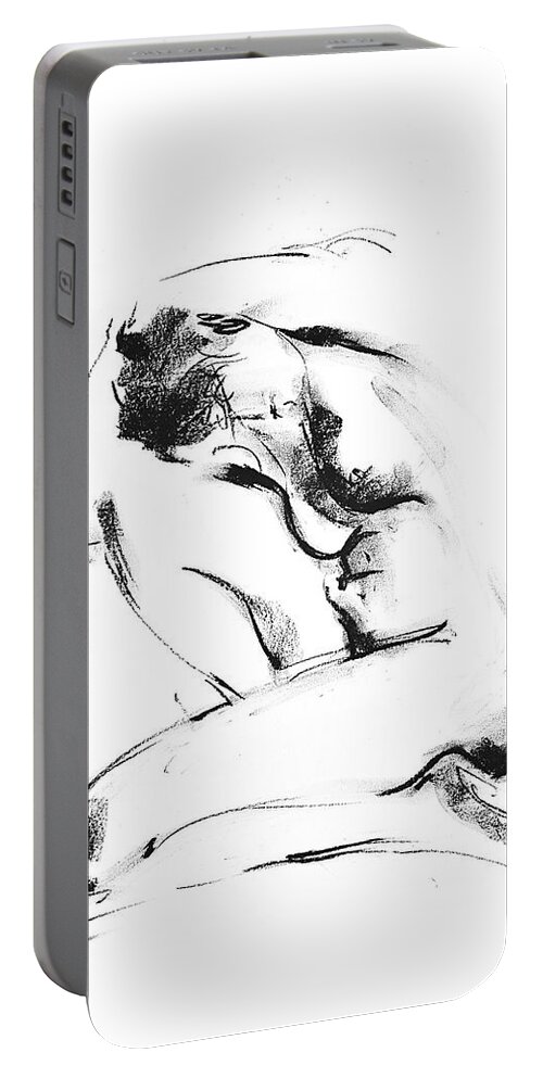 Nude Portable Battery Charger featuring the drawing Nude 015 by Ani Gallery