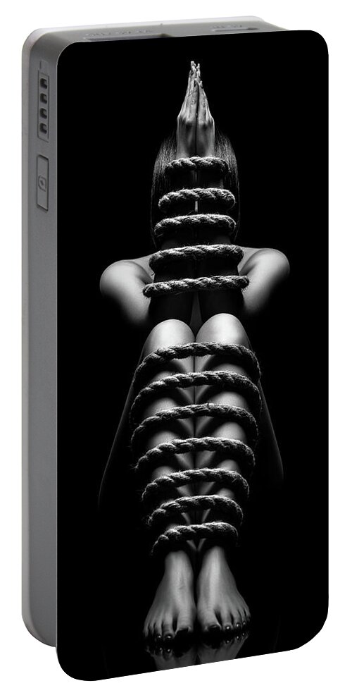 Woman Portable Battery Charger featuring the photograph Nude Woman bondage 6 by Johan Swanepoel