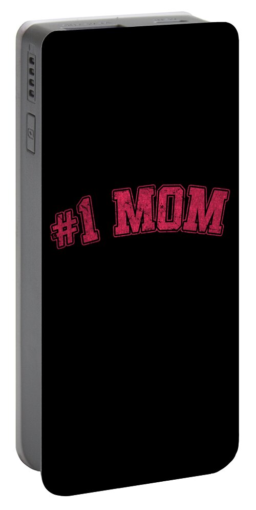 Gifts For Mom Portable Battery Charger featuring the digital art Number One 1 Mom Retro by Flippin Sweet Gear