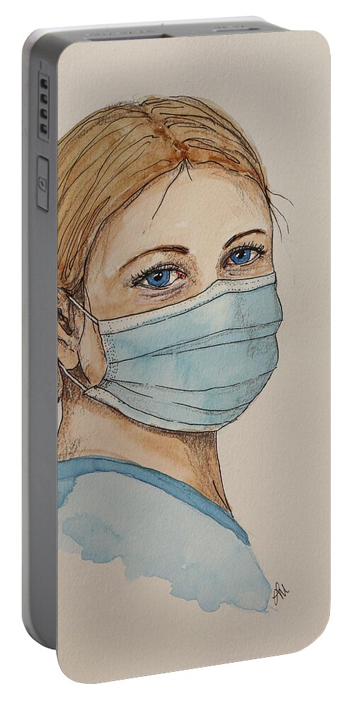 Nurse Portable Battery Charger featuring the painting Nurse by Lisa Mutch