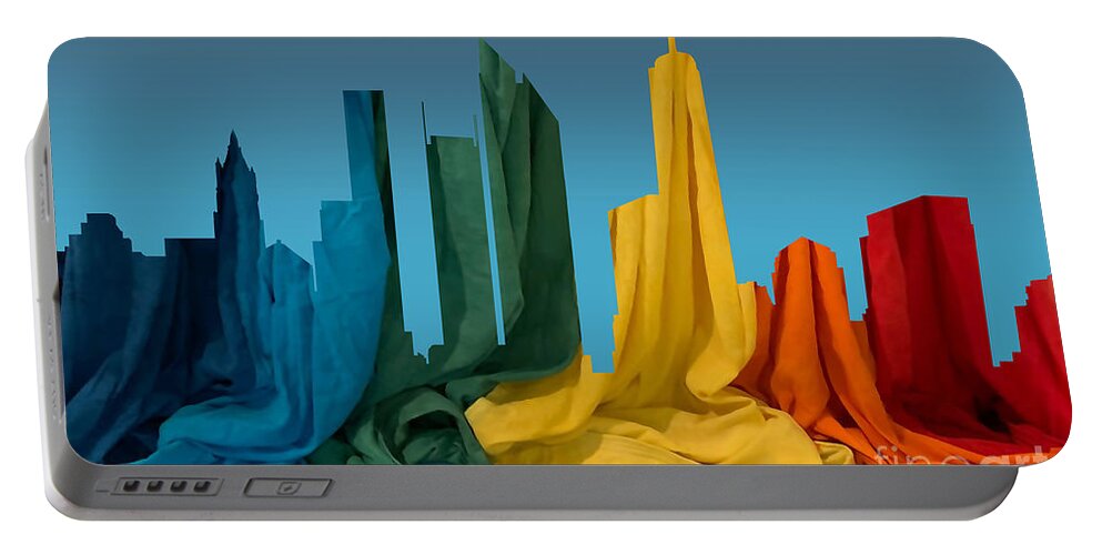 Nyc Portable Battery Charger featuring the digital art NYC Pride Skyline by Jerzy Czyz