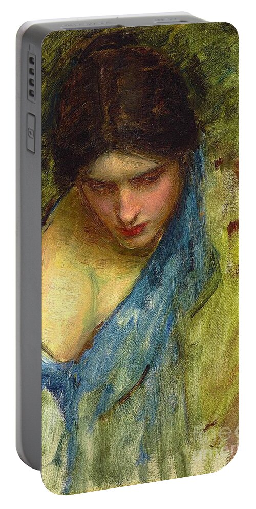 John William Waterhouse Nymphs Finding The Head Of Orpheus Portable Battery Charger featuring the painting Nymph by John William Waterhouse