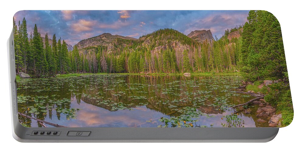 Rmnp Portable Battery Charger featuring the photograph Nymph Lake Sunrise by Darren White