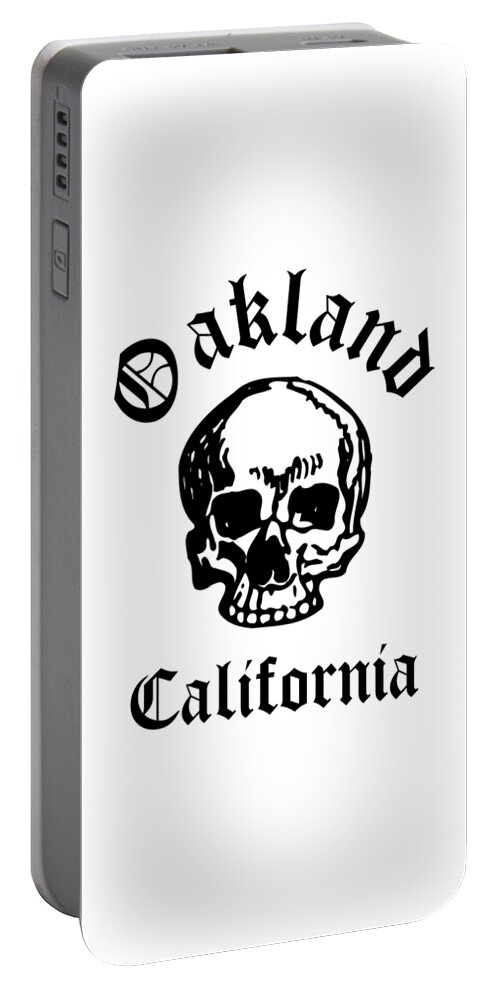 Oakland Portable Battery Charger featuring the drawing Oakland California Hardcore Streets Urban Streetwear White Skull, Super Sharp PNG 2 by Kathy Anselmo