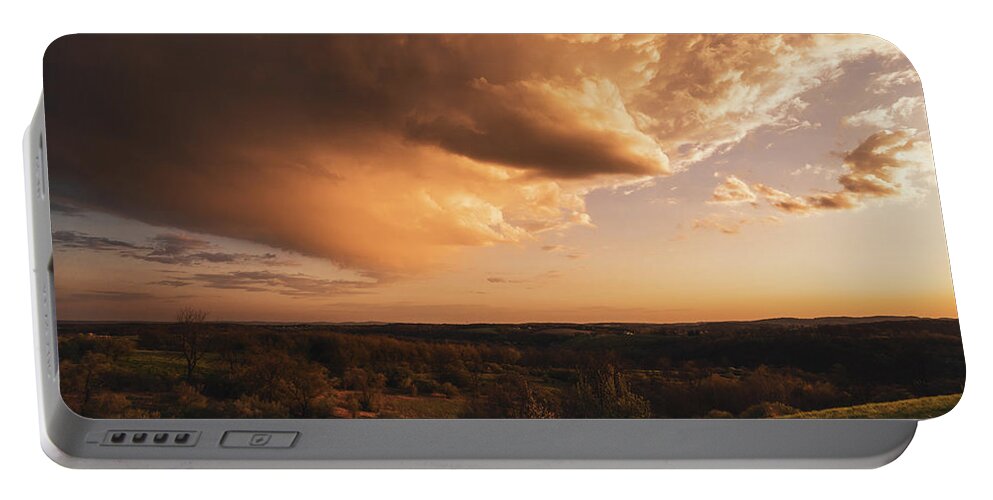 Clouds Portable Battery Charger featuring the photograph Observation Trail Dark Landscape Sunset by Jason Fink