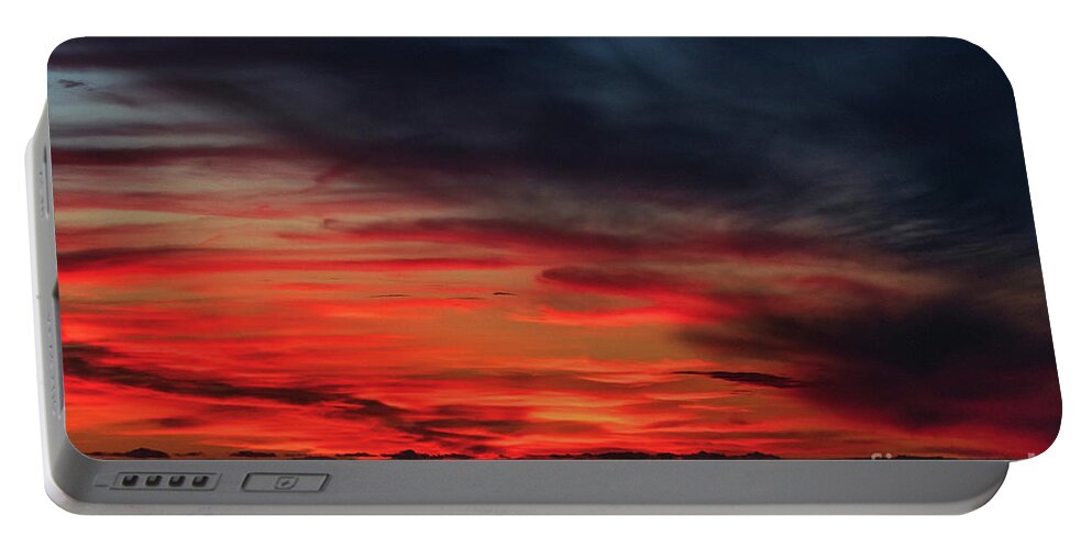 Sunset Portable Battery Charger featuring the photograph Ocean Fiery Sunset over Catalina Island in California by Abigail Diane Photography