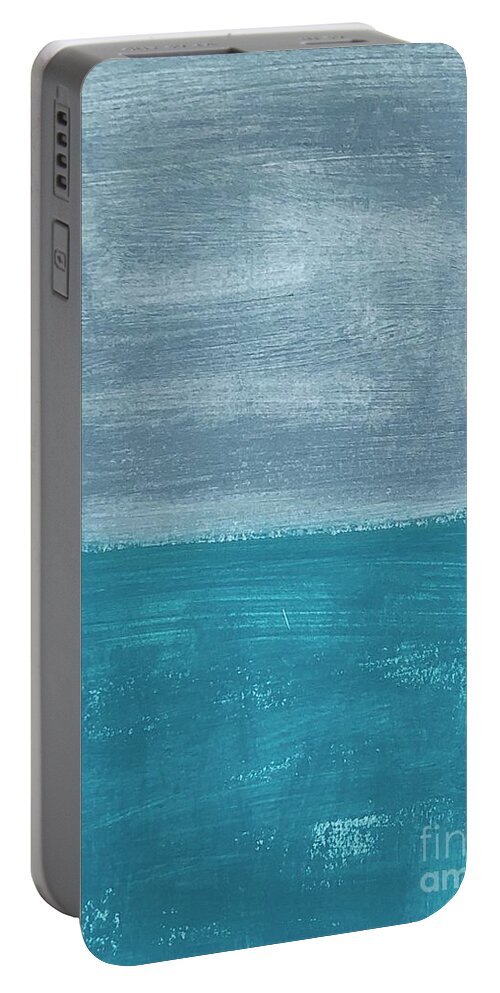  Portable Battery Charger featuring the mixed media Ocean Gray by Oriel Ceballos