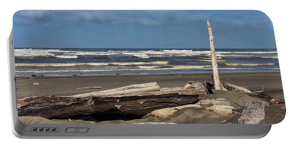 Ocean Shores Portable Battery Charger featuring the photograph Ocean Shores Beach by Jerry Abbott