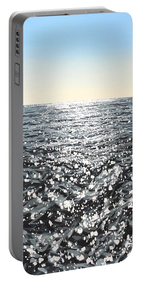 Sea Portable Battery Charger featuring the painting 	Ocean. Sky. Light 2. by Iryna Kastsova