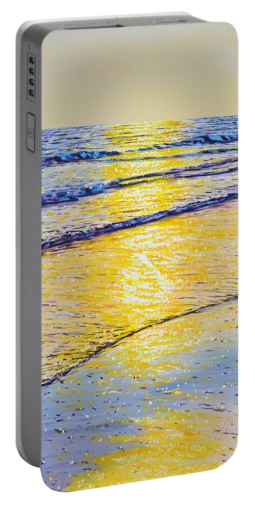 Sea Portable Battery Charger featuring the painting 	Ocean. Summer evening. by Iryna Kastsova