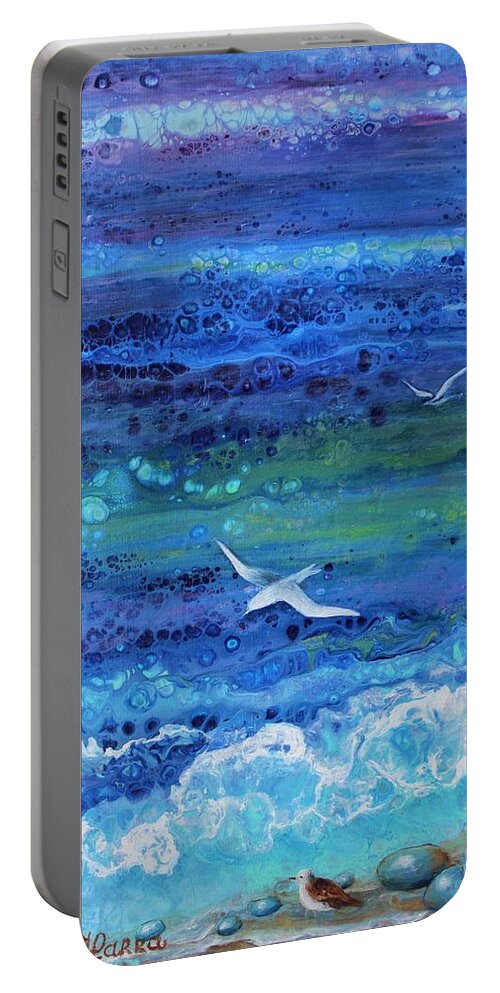 Wall Art Home Decor Ocean Portable Battery Charger featuring the painting Ocean by Tanya Harr