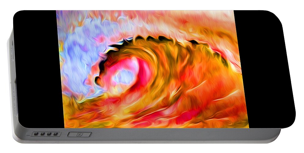 Ocean Wave Portable Battery Charger featuring the digital art Ocean Wave in Flames by Ronald Mills