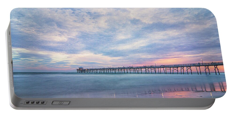 Oceanana Portable Battery Charger featuring the photograph Oceanana Pier at Sunset - Atlantic Beach NC by Bob Decker