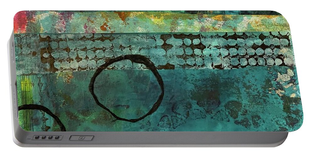 Mixed Media Portable Battery Charger featuring the mixed media Oceans by Laurel Englehardt