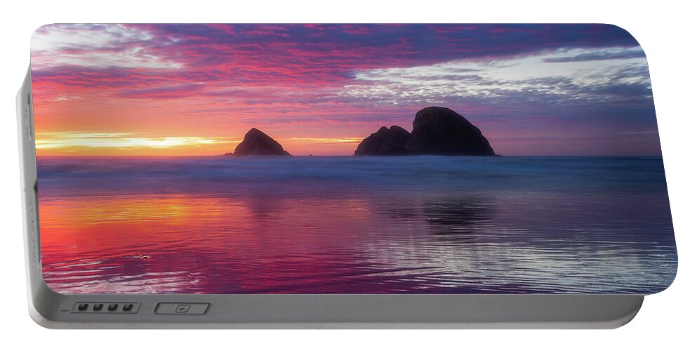 Oceanside Portable Battery Charger featuring the photograph Oceanside Blaze 1 by Darren White