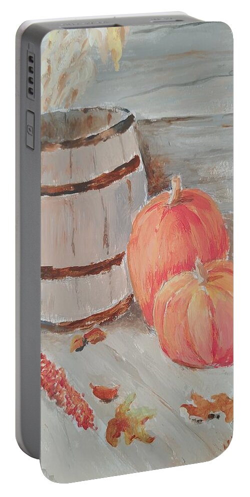 Pumpkins Portable Battery Charger featuring the painting October Harvest by ML McCormick