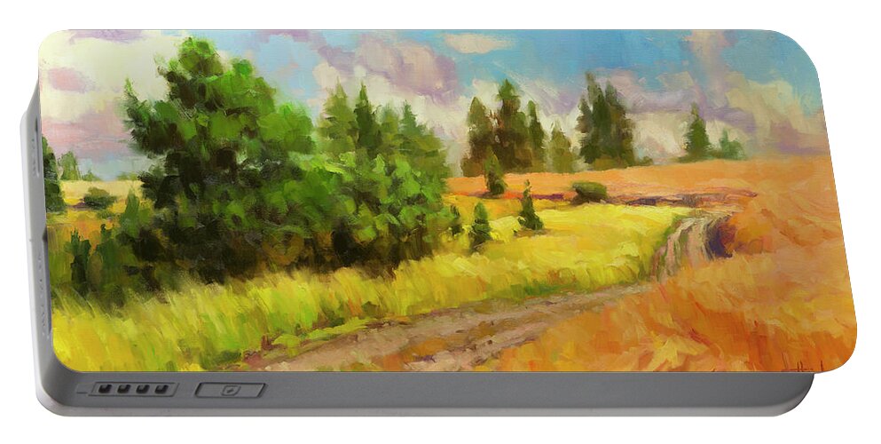 Landscape Portable Battery Charger featuring the painting Off the Grid by Steve Henderson