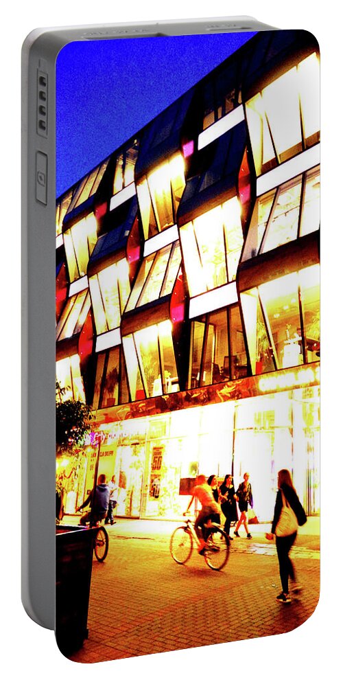 Office Portable Battery Charger featuring the photograph Office Building At Evening In Warsaw, Poland by John Siest