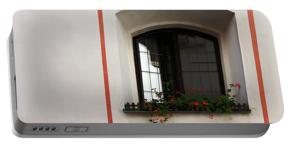 Flowers Portable Battery Charger featuring the photograph Okno - Cesky Krumlov by Rick Locke - Out of the Corner of My Eye