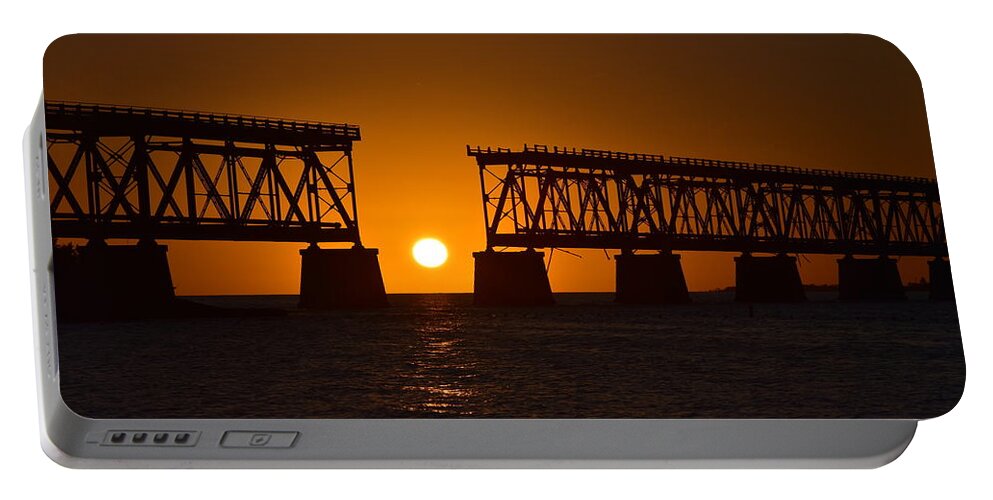 Old Portable Battery Charger featuring the photograph Old Bahia Honda Rail Bridge Sunset by Monika Salvan