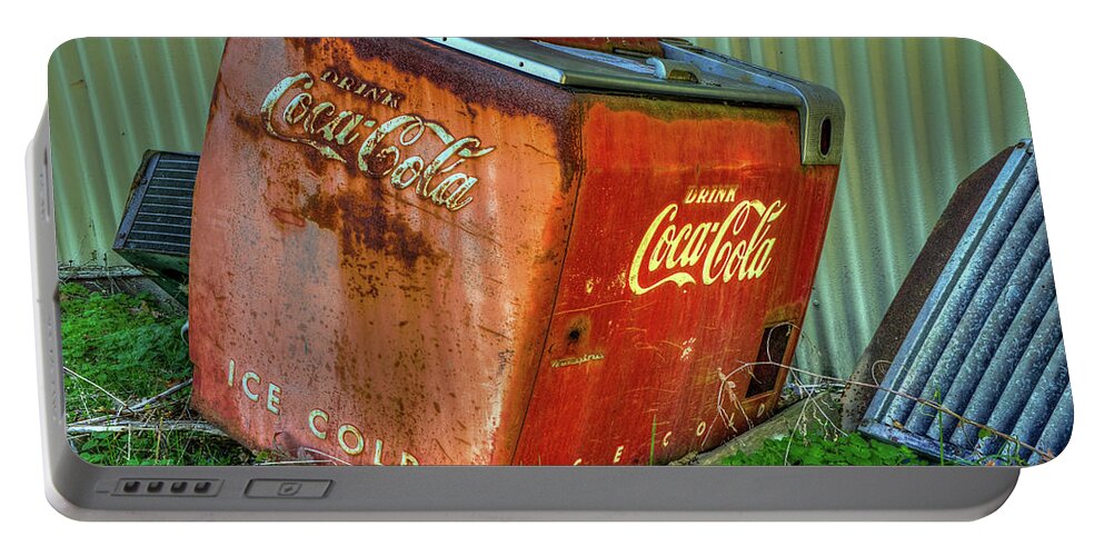 Coke Portable Battery Charger featuring the photograph Old Coke Box by Jerry Gammon