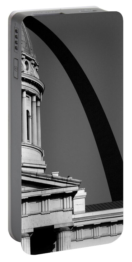 Architecture Portable Battery Charger featuring the photograph Old Courthouse Cupola Gateway Arch St Louis by Patrick Malon