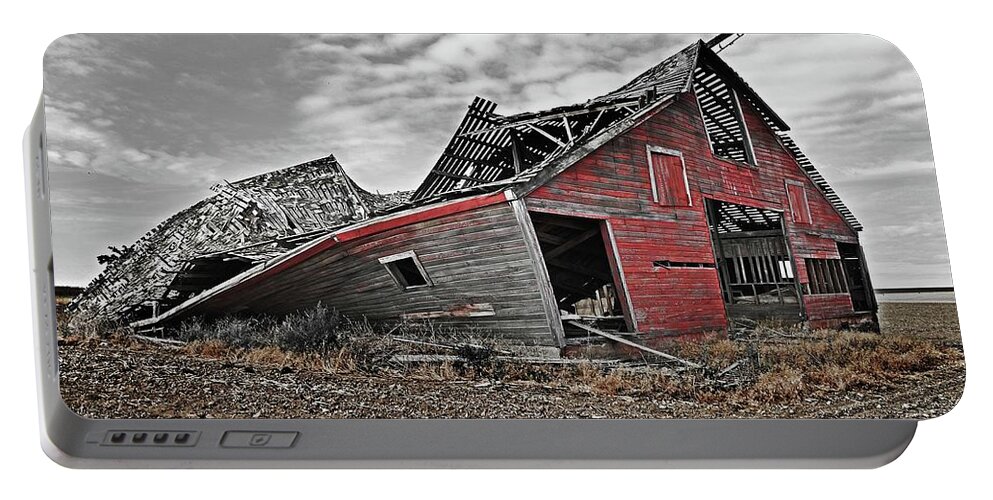Old Dilapidated Abandoned Barn Portable Battery Charger featuring the digital art Old Dilapidated Abandoned Barn by Fred Loring