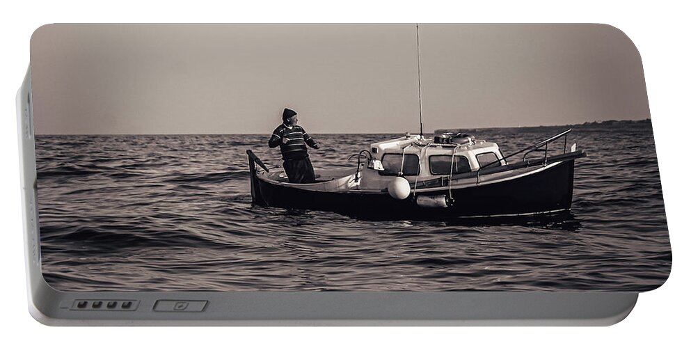 Fisherman Portable Battery Charger featuring the photograph Old Man and the Sea by Tito Slack