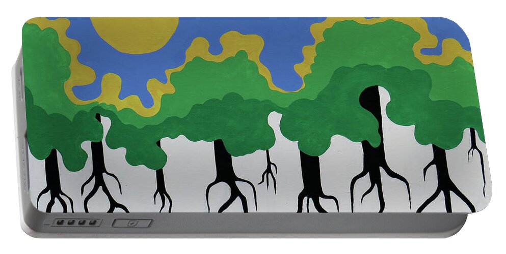 Trees Portable Battery Charger featuring the painting Old Trees by Ted Clifton