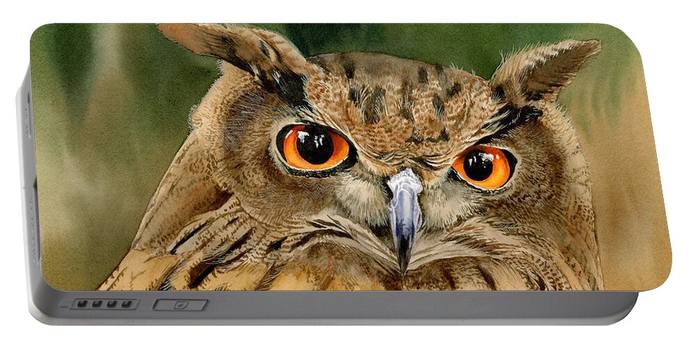 Owl Portable Battery Charger featuring the painting Old Wise Owl by Espero Art