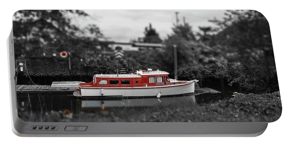  Portable Battery Charger featuring the digital art Old Boat On Clatskanie River by Fred Loring