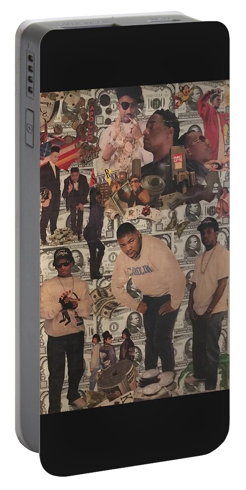 Music Portable Battery Charger featuring the photograph Ole Skool Rappers Collage 1 by Charles Young