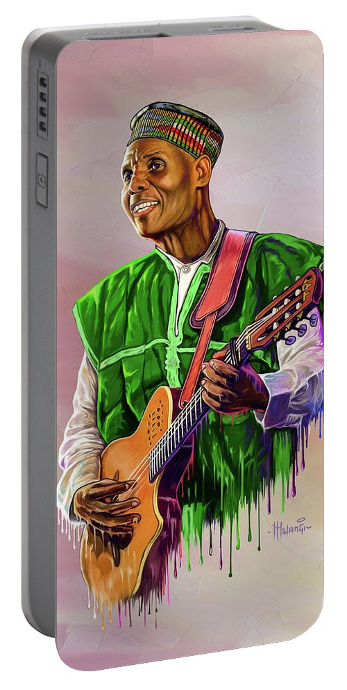 Oliver Portable Battery Charger featuring the painting Oliver Mtukudzi by Anthony Mwangi