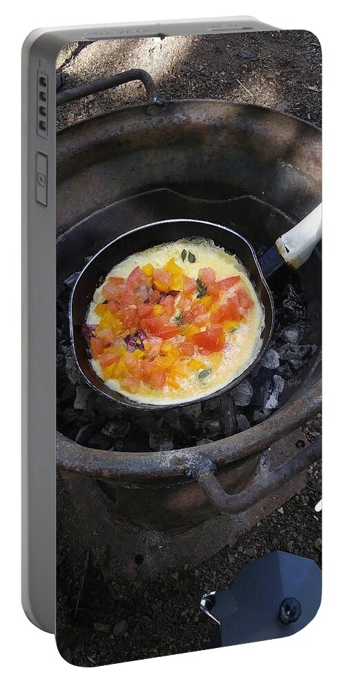 Eggs Portable Battery Charger featuring the photograph Omelet in a Pan by Esoteric Gardens KN