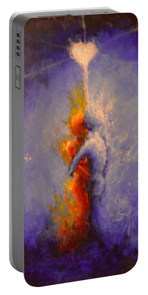 Soulmate Portable Battery Charger featuring the painting On Beat by Jen Shearer