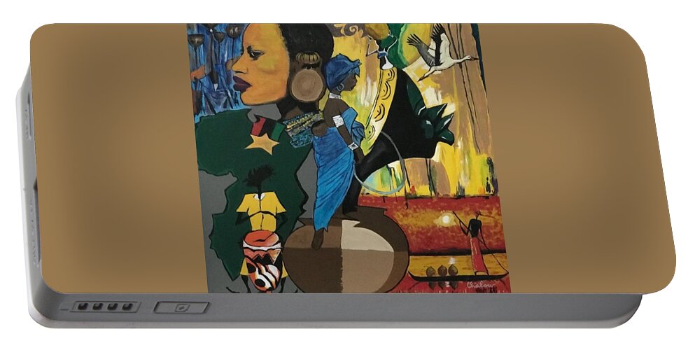 Black Art Portable Battery Charger featuring the painting On the Mind by Charles Young