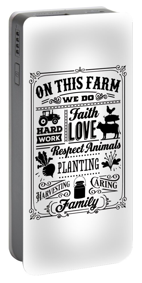 Family Portable Battery Charger featuring the digital art On This Farm We Do by Sambel Pedes